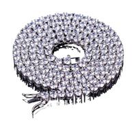 3mm-10mm Iced Out Bling Row Chain Jewelry Gold Silver Color Charms(22 inch,3MM WIDTH_ROSE GOLD)