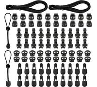 3mm Black Elastic Cord,Stretch Rope With 40mm Cord Clip And 2 Hole Cord Stopper,Elastic Bungee Cord For Drawstring,Backpack And Spring Buckle
