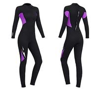 3mm Neoprene Men Women Wetsuit Adult Full Length Thermal Stretch Wet Suit with Back Zip Long Sleeve Full Body Swimsuit for Swimming Snorkeling Scuba Diving Paddle Board and Kayak (Black Woman s)