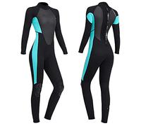 3mm Neoprene Wetsuit for Men and Women Adult Full Length Thermal Stretch Wet Suit with Back Zip Long Sleeve Full Body Swimsuit Surfing Swimming Canoe Kayak Sailing Windsurfing (Woman Green s)