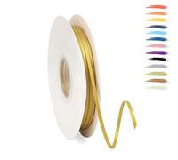 3mm Or Du Tyran Fin Ruban Satin pour Emballage Des Cadeaux,95 mètres Polyester Rubans pour Bouquets,Ballon,Couture,Nœuds,Gâteau,Satin Ruban Roll pour Décoration de Mariage/Anniversaire/Noël/Fête