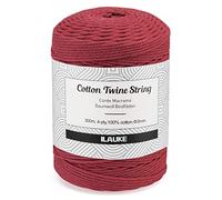 3mmx300m Corde en macramé,Naturelle Corde de Coton Tresse,Décorations Murales,Ficelle Corde Macramé,Fil Macramé,pour Tissage Attrapeur de Rêves Tentures Murales Cadeaux décoratifs de Bricolage,Rouge