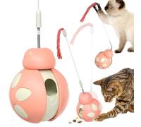 3MNSCD Jouet de jeu pour chat - Distributeur de friandises - Gobelet - Jouet interactif pour chaton - Boule d'alimentation pour chat - Baguette coulissante (rose)