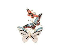 3MOG7Y1 Broche à trois papillons en strass pour femme, unisexe, épingles à insectes, multicolores, accessoires de fête décontractés, M, Métal, Agate