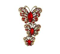 3MOG7Y1 Broche vintage avec trois papillons en strass pour femme, unisexe, épingles à insectes, multicolores, accessoires de fête décontractés, M, Métal, Agate