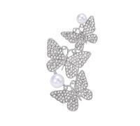 3MOG7Y1 Broche vintage avec trois papillons en strass pour femme, unisexe, épingles à insectes, multicolores, accessoires de fête décontractés, M, Métal, Agate