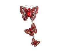 3MOG7Y1 Broche vintage avec trois papillons en strass pour femme, unisexe, épingles à insectes, multicolores, accessoires de fête décontractés, M, Métal, Agate
