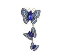 3MOG7Y1 Broche vintage avec trois papillons en strass pour femme, unisexe, épingles à insectes, multicolores, accessoires de fête décontractés, M, Métal, Agate