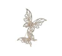3MOG7Y1 Broche vintage avec trois papillons en strass pour femme, unisexe, épingles à insectes, multicolores, accessoires de fête décontractés, M, Métal, Agate