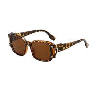 3MOG7Y1 Lunettes de soleil carrées double couleur pour femme avec rivets rétro UV400, Thé léopard, Medium