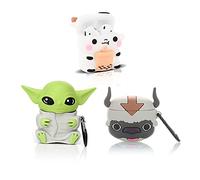 (3P) Coque pour Airpods 1 et Airpods 2, XMBYGY Housse de Protection en Silicone pour Airpods avec Motif Mignon et drôle de Peau, avec Porte-clés (MilkBottle+Yoda+Appa)