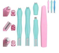 3pack 3-in-1 Heart Shape Round Line Shape Nail Art Magnet Pen,Heart Magnet for Cat Eye Gel Polish,DIY nail art tool,Double-ended detachable magnetic manicure with rubbing strip (Green)