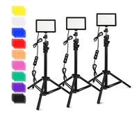 3Pack 70 LED Video Light avec Trépied Réglable/Filtres de Couleur, Obeamiu 5600K Kit D'éclairage de Studio USB pour Photo LED Coloré pour Vidéo
