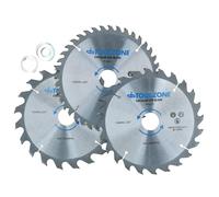 3pc 184mm Lames de scie circulaire TCT 20/24 et 40 dents 30mm TE663 réducteurs