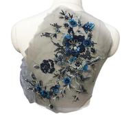 3pc 3D Embroidered Sewing On Patches For Clothing Flower Lace Patch Wedding Party Gown Bridal Dress Fabric Appliques DIY Repair(Color21)