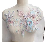 3pc 3D Embroidered Sewing On Patches For Clothing Flower Lace Patch Wedding Party Gown Bridal Dress Fabric Appliques DIY Repair(Color17)