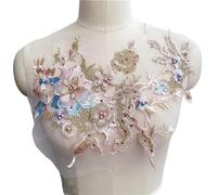 3pc 3D Embroidered Sewing On Patches For Clothing Flower Lace Patch Wedding Party Gown Bridal Dress Fabric Appliques DIY Repair(A)