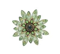 3pc Assorted Colors Crystal Rhinestone Flower Brooch Pins Fashion Dress Accessories Jewelry For Women(Green)
