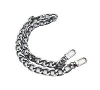 3pc Bag Strap 30/60/100cm Thick Flat Aluminum Chain Replacement Metal Handles for Handbag Belt Accessories DIY(Black,30cm)