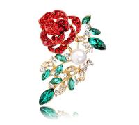 3pc Crystal Rose Brooch Romantic Plant Flower Pin Fashion For A Loved One Wedding Accessories Corsage(Styles-7)