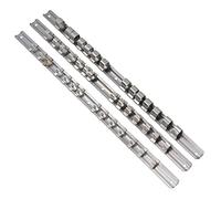 3pc Ensemble de rails douille 1/2" 3/8" 1/4" Support de stockage Organiseur Poignée TE063