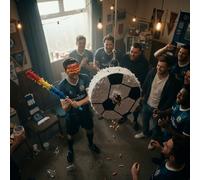 3pc Ensemble Pinata Football avec Bâton Bleu & Bandeau Fête d'Anniversaire Jeu