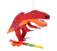 3pc Ensemble Pinata T-Rex avec Bâton et Bandeau Bâton Multicolore Fête