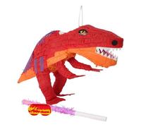 3pc Ensemble Pinata T-Rex avec Bâton et Bandeau Bâton Rose Fête d'Anniversaire