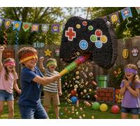 3pc Ensemble Pinata Une Manette avec Bâton Multicolore & Bandeau Fête Jeu