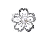 3pc Fashion Silver Series Pearl Flower Brooches Women Snowflake Rhinestone Brooch Pin Design Jewelry(XD9139-2)