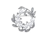 3pc Fashion Silver Series Pearl Flower Brooches Women Snowflake Rhinestone Brooch Pin Design Jewelry(XD7202-2)