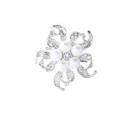 3pc Fashion Silver Series Pearl Flower Brooches Women Snowflake Rhinestone Brooch Pin Design Jewelry(XD8824-2)