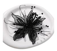 3pc Feather Pearl 3D Organza Flower Patch Twisted Wire Lace Studded Crystal Multi-layer Applique Decorative(Color 2)