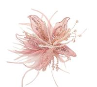 3pc Feather Pearl 3D Organza Flower Patch Twisted Wire Lace Studded Crystal Multi-layer Applique Decorative(Color 4)
