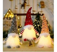 3Pc Gnome Lumineux Noël - Lutin Farceur Mini Elfe - Faits à La Main De Pere - Pour Décoration De Noel Et Décora PERSONNAGES DE NOEL