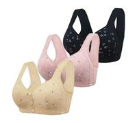 3Pc Grande Taille Soutien Gorge Femme Sans Armature Push Up Larges Bretelles Soutien Gorge Ouverture Devant Imprimé Confortable Respirant Pour La Vie Quotidienne