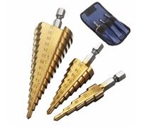 3pc Hss Taper métrique 4 - 12/20 32mm 1 étape Foret Set Cone Hole Cutter Enduit Métal Hex Core Bits, 4-12, 4-20, 4-32