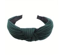 3pc Knitted Knotted Solid Wide Headbands Women Girls Fashion Hair Hoop Simple Cross Knot Hairbands Headwear Hair Accessories(Emerald green)