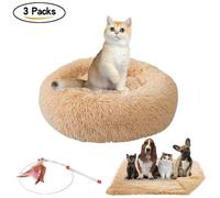 3PC Panier Chat,Panier Rond Chien Coussin Chat Panier Donut Ø 50 cm, Lit pour Chat Doux, panier chien, Petit Chien Doux et Lavable