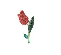 3pc Resin Tulip Brooch For Women Unisex Rhinestone Flower Pin Pearl Plant Lapel Banquet Party Backpack Gifts Jewelry Accessories(Red4284)