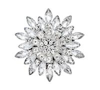 3pc Retro Men And Women's Fashion Versatile Brooches Shiny Crystal Big Flowers Rhinestone Pin Accessories Jewelry Gifts(Light Yellow Gold Color)