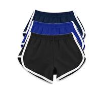 3PC Short de Sport Femme Taille Haute Bas de Survêtement Couleur Unie Short de Course à Pied Short Respirant Séchage Rapide Femme Pantalon de Jogging Yoga Pilates Sport Jogging Fitness