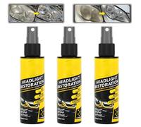 3Pc Spray de restauration de phares de voiture,élimine le jaunissement des phares,kit de restauration nettoyant pour phares