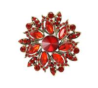 3pc Stylish Rhinestone Flower Brooches For Women Creative Crystal Glass Pins(Red1831)