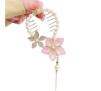 3PC Tassel Pearl Flower Hair Clips Ponytail Buckle Claw Butterfly Bow Korean Accessories(Color2)