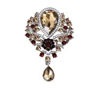 3pc Vintage Crystal Water-drop Brooches For Women Men Designer Elegant Rhinestone Flower Brooch Pin Party Office Jewelry Gift(XD7406-5)