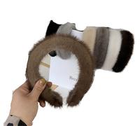 3pc Women Winter Headbands Hair Band Lady Fashion Hair Hoop Furry Gift(Light brown)