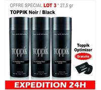 3pcs 27,5 Gr Poudre Densifiante Toppik Perte Cheveux Calvitie Soins Capillaire 27,5gr Keratine Noir - Optimizer Gratuite