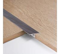 3pcs 2cm Bande de Transition en T Aluminium Barre de Seuil Métal Seuil de Porte Profil de Transition Bande de Transition Sol pour Les Espaces Entre les Carreaux,les Sols,0.9M Grain de bois gris clair