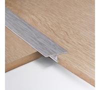 3pcs 2cm Bande de Transition en T Aluminium Barre de Seuil Métal Seuil de Porte Profil de Transition Bande de Transition Sol pour Les Espaces Entre les Carreaux,les Sols,0.9M Chêne gris